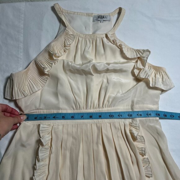 Tibi New York Ruffled Crepe de Chine Silk Halter Midi Dress Ivory White Size 10 - Picture 7 of 15